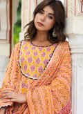 Orange color Cotton  Trendy Salwar Kameez with Lace - 3