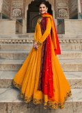 Orange color Georgette Gown with Embroidered - 2