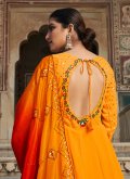 Orange color Georgette Gown with Embroidered - 3