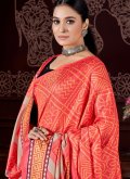 Orange color Pashmina Trendy Saree with Digital Print - 1