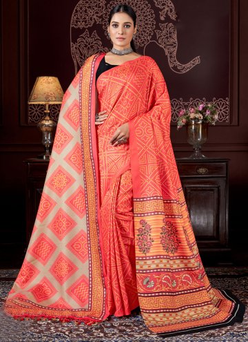 Orange color Pashmina Trendy Saree with Digital Print