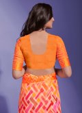 Orange color Printed Chiffon Designer Saree - 2