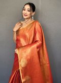 Orange color Silk Trendy Saree with Woven - 1