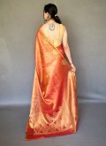 Orange color Silk Trendy Saree with Woven - 2