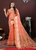 Orange color Soft Cotton Trendy Saree with Woven - 3