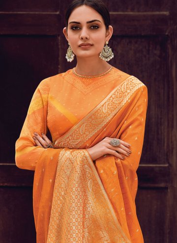 Orange color Viscose Classic Designer Saree with Woven