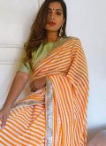 Orange Contemporary Saree in Georgette with Lace - 1