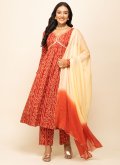 Orange Cotton  Printed Trendy Salwar Kameez for Casual - 3