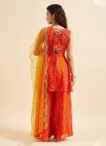 Orange Georgette Bandhej Print Palazzo Suit for Ceremonial - 2