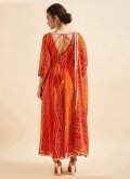 Orange Georgette Bandhej Print Readymade Designer Gown for Ceremonial - 2