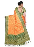 Orange Kanjivaram Silk Woven Classic Designer Saree - 1