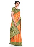 Orange Kanjivaram Silk Woven Classic Designer Saree - 2
