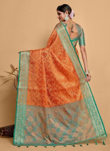 Orange Kanjivaram Silk Woven Designer Saree