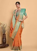 Orange Kanjivaram Silk Woven Designer Saree - 2