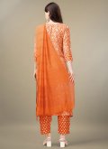 Orange Rayon Embroidered Pant Style Suit for Casual - 1