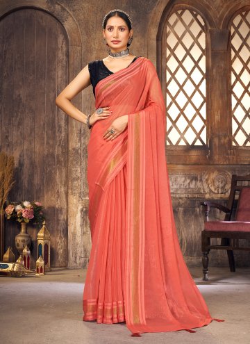 Orange Shimmer Sequins Work Traditional Saree for Casual