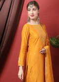 Orange Silk Embroidered Trendy Salwar Kameez - 1