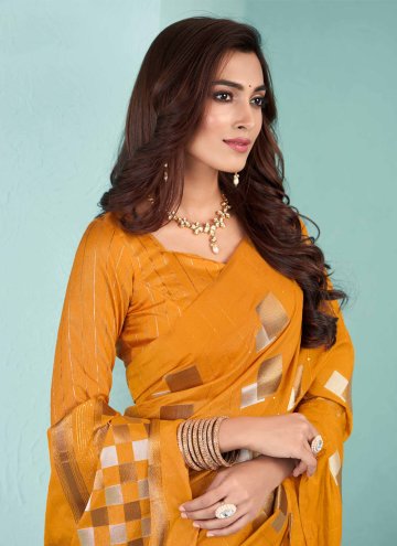 Orange Silk Printed Designer Saree