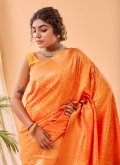 Orange Silk Woven Designer Saree for Ceremonial - 1