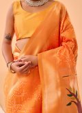 Orange Silk Woven Designer Saree for Ceremonial - 2