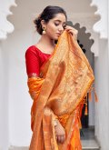Orange Silk Woven Traditional Saree for Festival - 1
