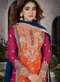 Orange Trendy Salwar Kameez in Chinon with Embroidered - 1