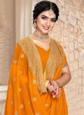 Orange Trendy Saree in Georgette with Embroidered - 1