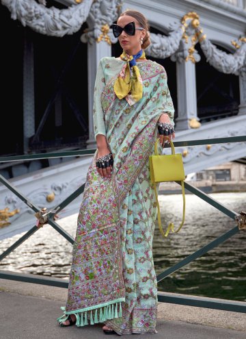 Organza Classic Designer Saree in Sea Green Enhanc
