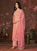 Organza Designer Salwar Kameez in Pink Enhanced with Designer - 1