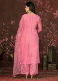 Organza Designer Salwar Kameez in Pink Enhanced with Embroidered - 2