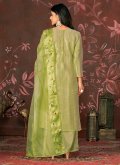 Organza Palazzo Suit in Sea Green Enhanced with Hand Work - 2