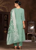 Organza Pant Style Suit in Green Enhanced with Embroidered - 2
