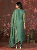 Organza Salwar Suit in Green Enhanced with Embroidered - 2