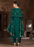 Organza Salwar Suit in Green Enhanced with Hand Work - 2