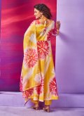 Organza Salwar Suit in Yellow Enhanced with Designer - 2