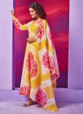Organza Salwar Suit in Yellow Enhanced with Designer - 3