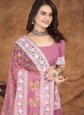 Organza Trendy Saree in Pink Enhanced with Embroidered - 3