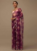 Organza Trendy Saree in Purple Enhanced with Cut Dana - 3