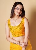 Organza Trendy Saree in Yellow Enhanced with Embroidered - 1