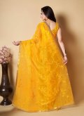 Organza Trendy Saree in Yellow Enhanced with Embroidered - 2