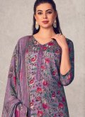 Pashmina Designer Salwar Kameez in Purple Enhanced with Digital Print - 1