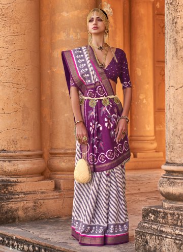 Patola Print Silk Purple Trendy Saree
