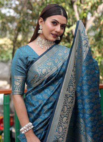 Patola Silk Classic Designer Saree in Aqua Blue Enhanced with Woven