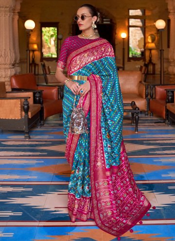 Patola Silk Classic Designer Saree in Blue Enhance