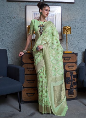 Patola Silk Classic Designer Saree in Green Enhanc