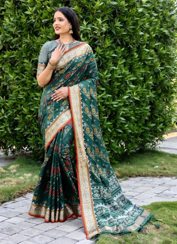 Patola Silk Classic Designer Saree in Green Enhanc