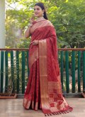 Patola Silk Classic Designer Saree in Maroon Enhanced with Woven - 2