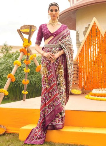 Patola Silk Contemporary Saree in Multi Colour Enhanced with Patola Print