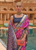 Patola Silk Contemporary Saree in Purple Enhanced with Foil Print - 1