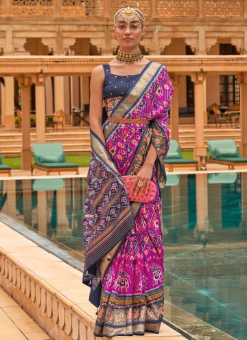 Patola Silk Contemporary Saree in Purple Enhanced 